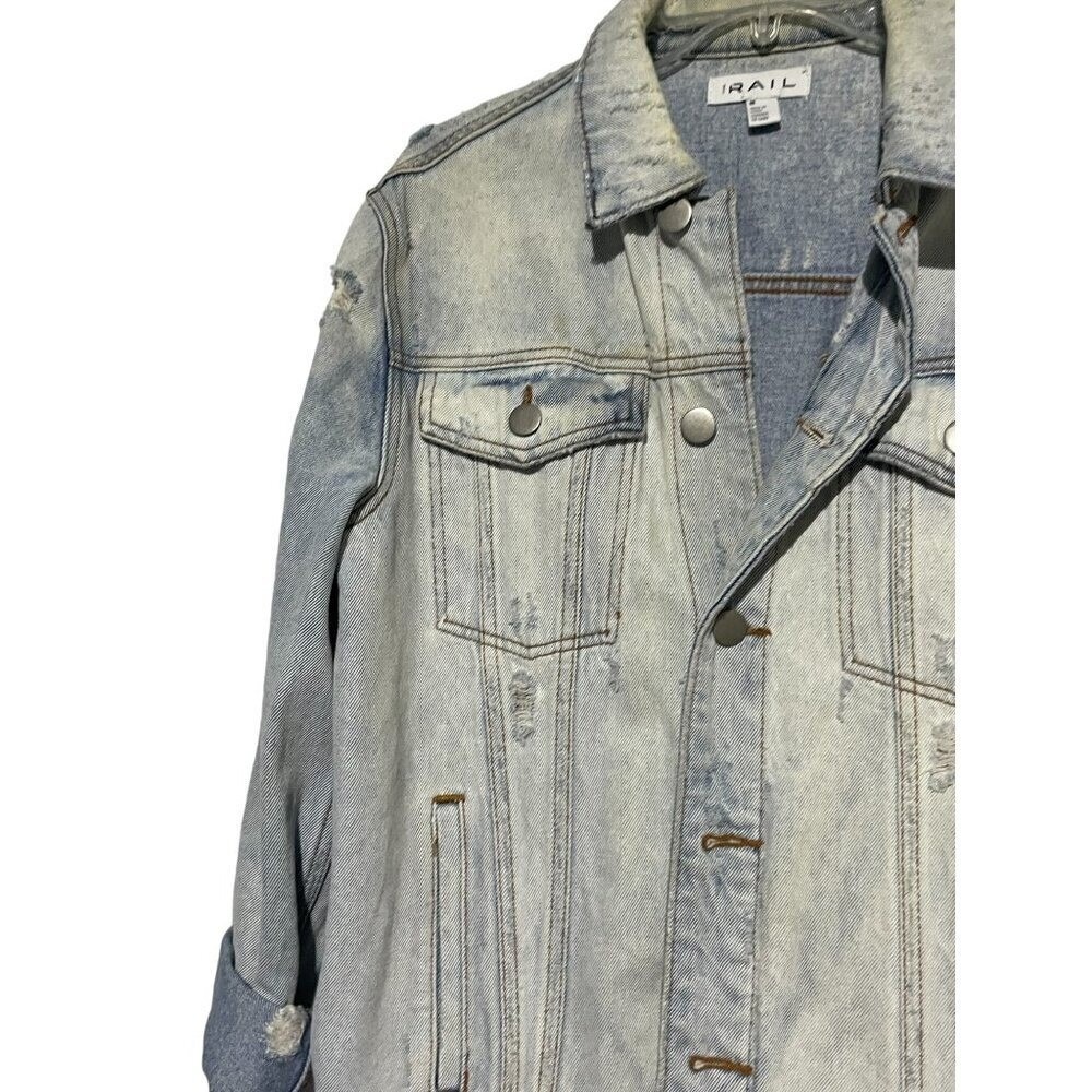 The Rail Light Wash Distressed Denim Trucker Jacket Blue‎ Size Medium